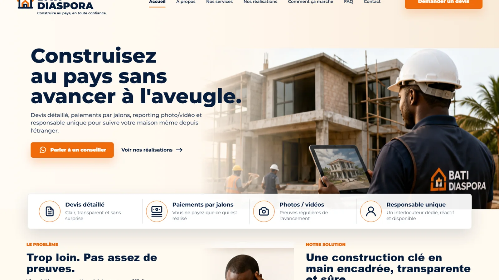 Bati Diaspora - Site métier BTP pour diaspora